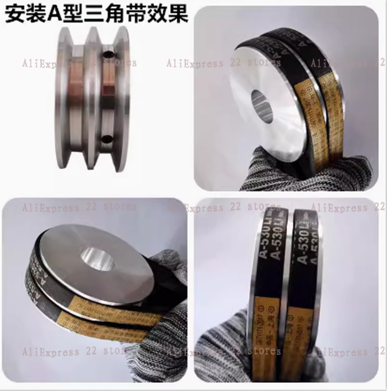 60mm Aluminum Alloy Double Groove Pulley Spindle Motor Pulley Model Transmission Wheel Double Groove A-type Triangle Belt Pulley