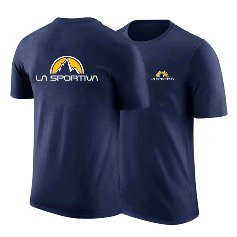 Camiseta de impressão de logotipo La Sportiva masculina, algodão puro popular, gola O, manga curta, casual, confortável, cor sólida, verão, 2022