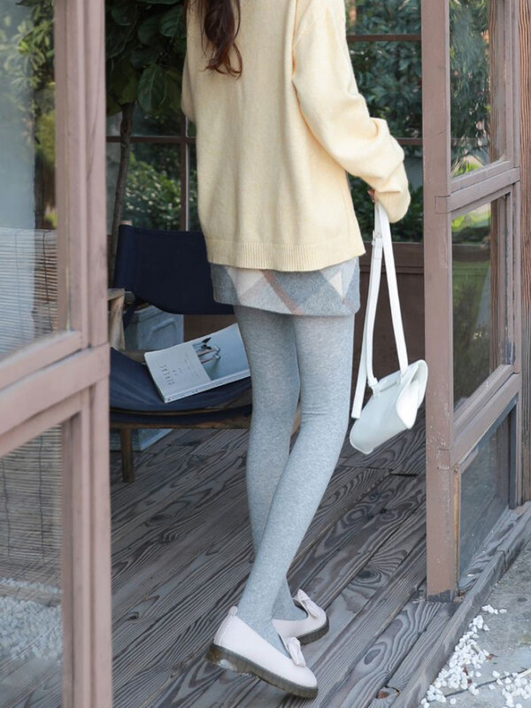 Женские леггинсы с высокой талией, зимние эластичные универсальные плотные леггинсы с высокой талией в минималистичном стиле, корейская мода