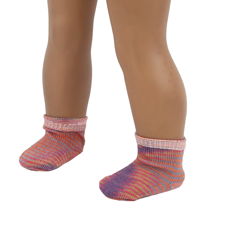 Striped Knitted Mini Socks for Baby, Cute Doll Socks, American Dolls, Little Bear, OG,DIY Girl Dolls, 43cm Baby Girl Dolls