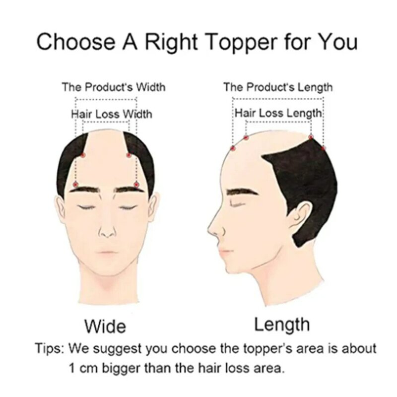 Toupet de cheveux humains avec autour de la perruque pour hommes, patch optique, remplacement de cheveux prothétiques, pièces masculines, calvitie naturelle