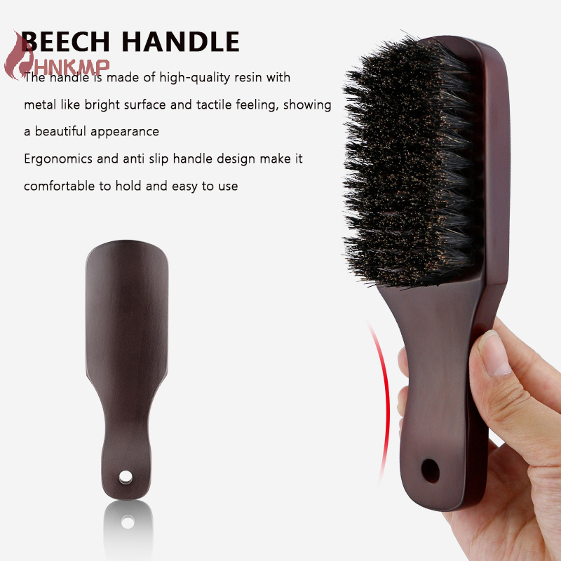 Hair Brush Wood Handle Boar Bristle Beard Comb Styling Detangling Straighten Brown Boar Bristles Massage Comb