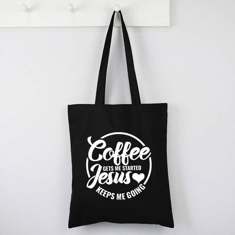 Coffee Jesus mi tiene al passo magliette grafiche caffè e gesù abbigliamento donna citazione caffè Top Christian Jesus Tops