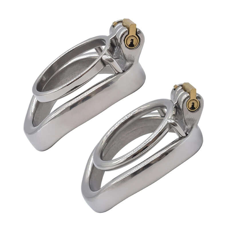 2023 Double Penis Rings Cock Lock Male Chastity Cages Stainless Steel Bondage Device Restraint Sex Toys for Adutls 18+ Training