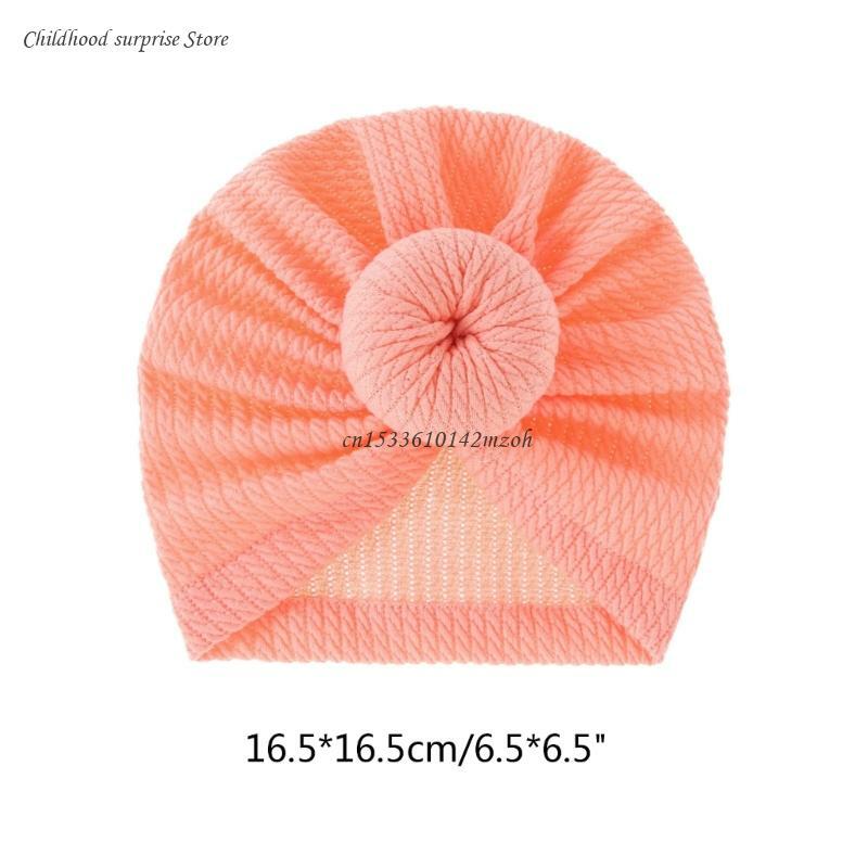 Chapéu turbante para bebês, gorro com coque para meninas 0 a 18m, respirável, elasticidade, universal,