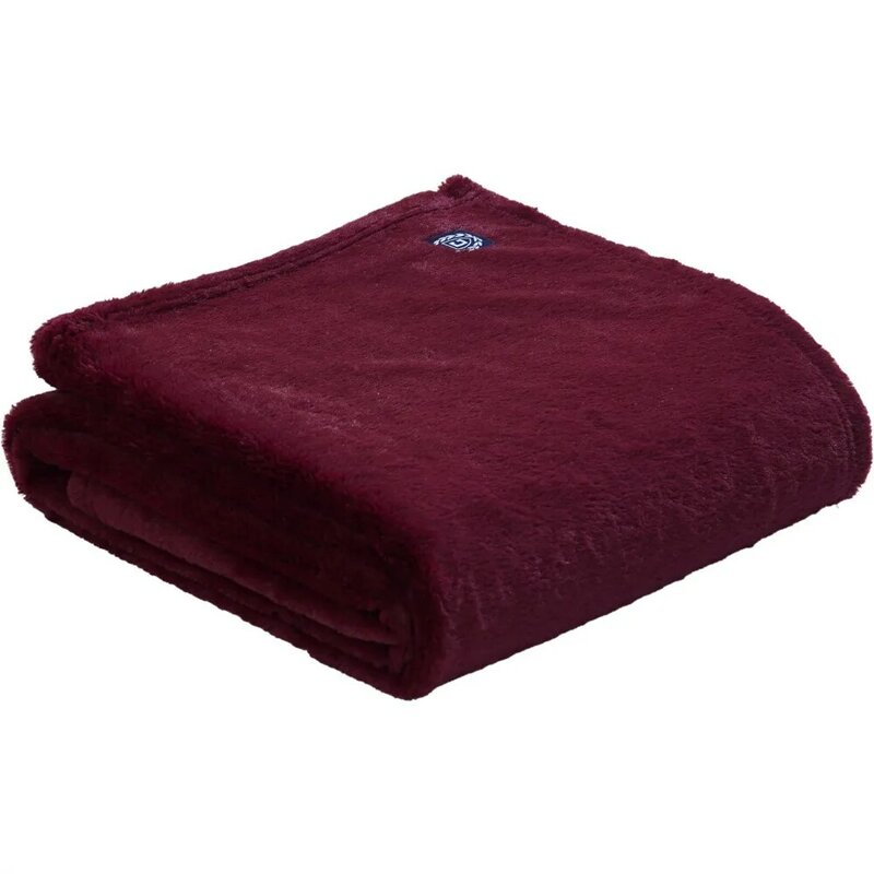 Manta de cama de felpa con reverso de piel sintética, Twin 60X90, Color Rojo