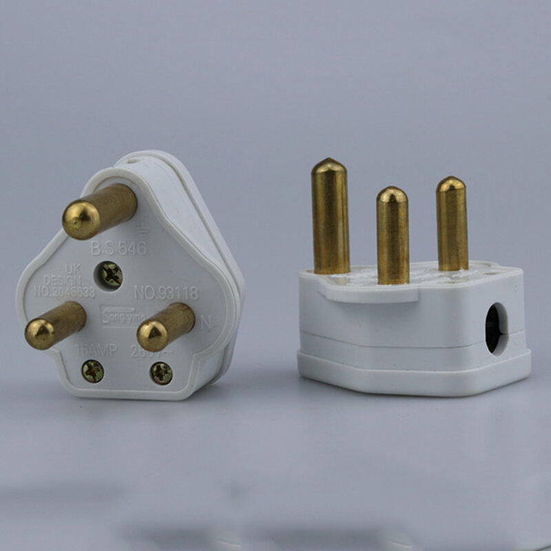 Size Small South Africa Power Plug Converter Plug 15A Wiring Plug India 3 prong UK Standard Pure Copper Electrical Plugs