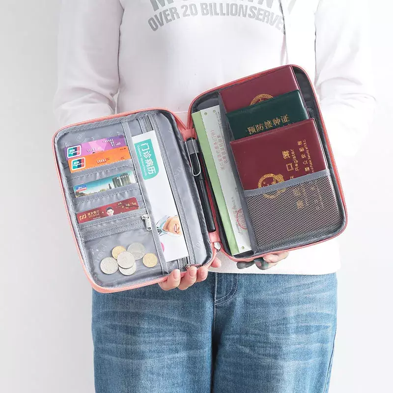 Damskie wielofunkcyjne wodoodporne paszport podróże pokrywa uchwytu etui różowe torby rodzinne Organizer do dokumentów torba na akcesoria podróżne