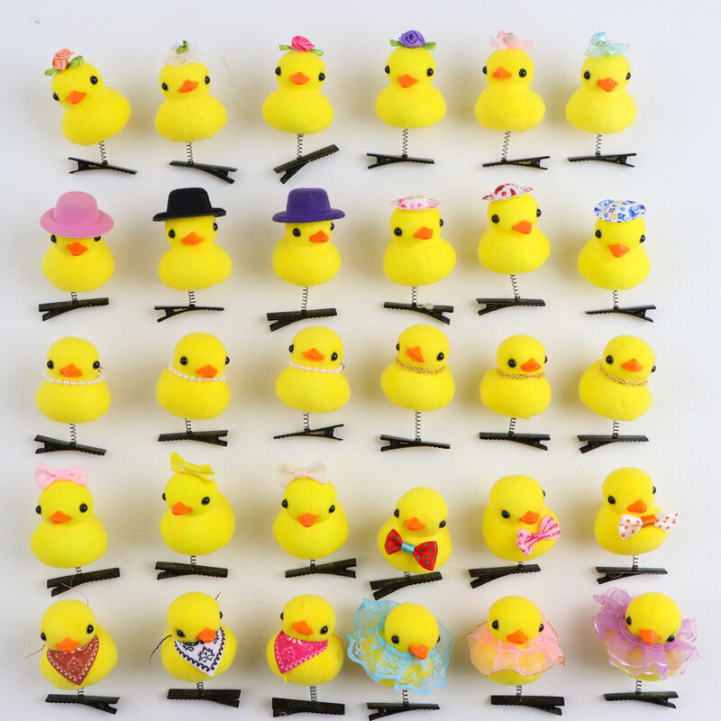 10/20/50/100Pcs/Lot Cartoon Funny Children 3D Little Yellow Duck Plush Hairpin Fashion DIY Duckbill Clip Accessories Party Gifts