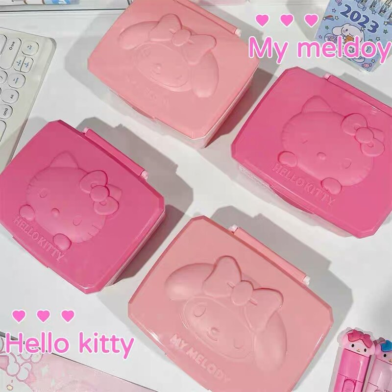 Kawaii My Melodys Hello Kittys Flip Cover scatola di gioielli a prova di polvere Cartoon Kuromis Pochaccos scatola di immagazzinaggio di smistamento di articoli da tavolo