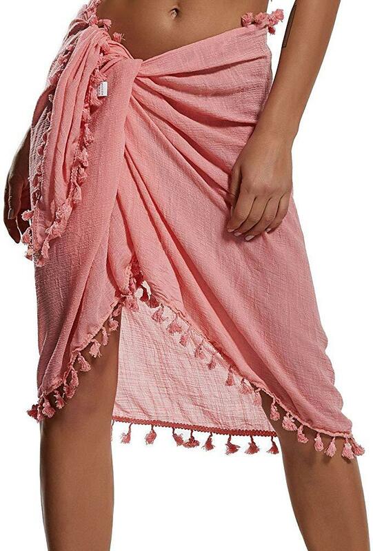 Женская Слитная пляжная юбка, необычная многофункциональная блузка из искусственной кожи с бахромой, комбинированная голубая Солнцезащитная юбка для отдыха на море