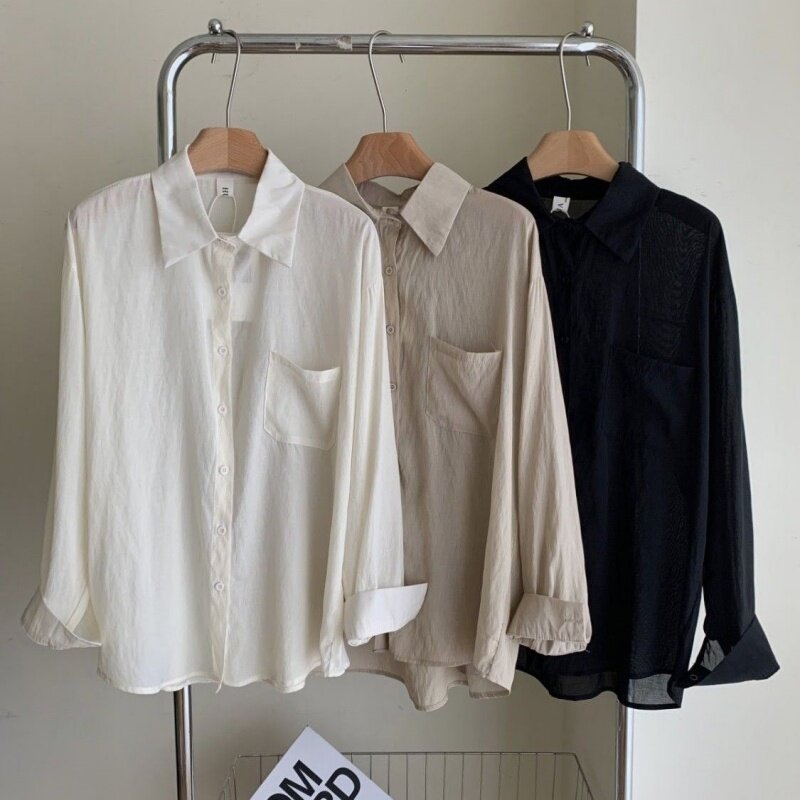 Conjunto de tres piezas para mujer, camisa de protección solar con cuello Polo informal coreano, Chaleco Corto con tirantes apilados, pantalones cortos