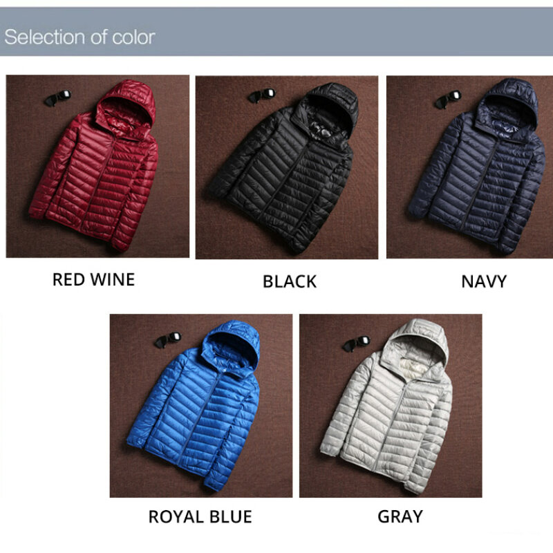 6 Colors Men Puffer Jackets Mens Fashion Casual Hooded Ultra Light Packable Water and Wind-Resistant Breathable Down Coat