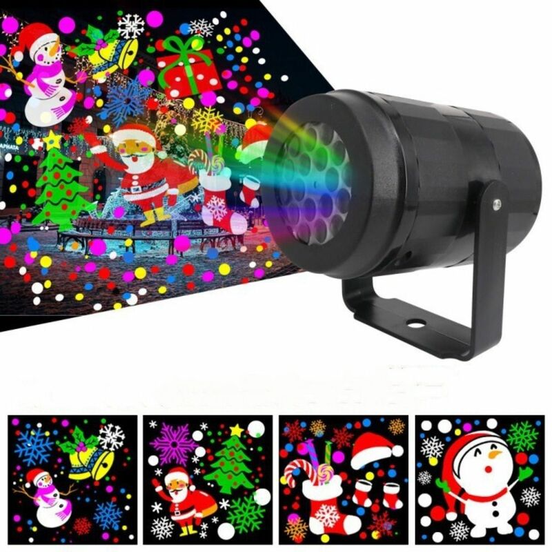 16 Patterns Christmas Laser Projector Rotating Snowflake Party Stage Lights Santa Claus Waterproof Christmas Projector Lights