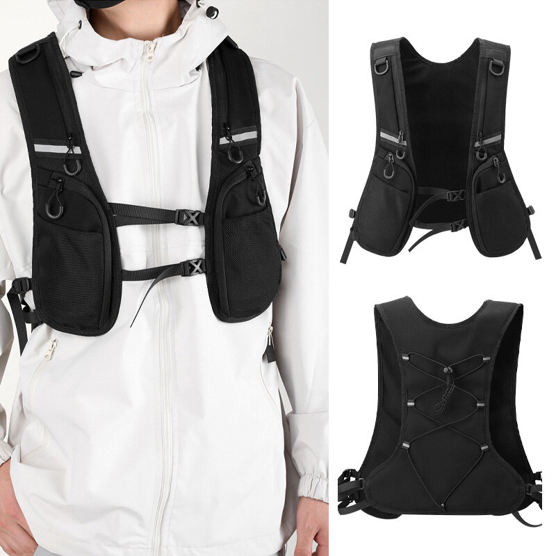 Уличная нагрудная сумка в стиле хип-хоп для мужчин, модная Водонепроницаемая Новинка 2024, нагрудные сумки с жилетом, функциональный рюкзак для хранения, нейлоновые карманы, пиченой