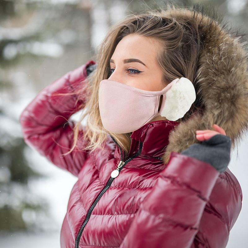 Penutup telinga hewan, earmuff empuk nyaman mewah tahan angin dapat dilipat untuk anak-anak musim dingin untuk wanita Ski lari bersepeda