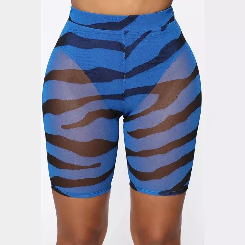 Shorts estampa zebra de cor neon feminino, sexy clubwear feminino, pura ver através dos shorts de cintura alta, nova moda, MYQH07, 2022