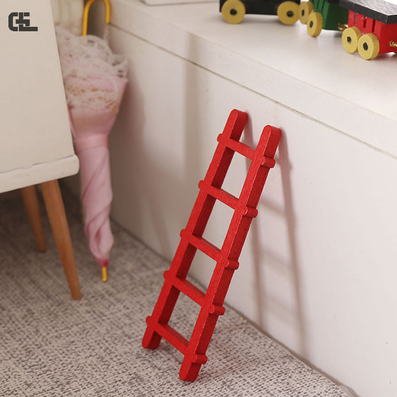 Muebles en miniatura para casa de muñecas, escalera de madera, juguetes de decoración para el hogar, 1:12