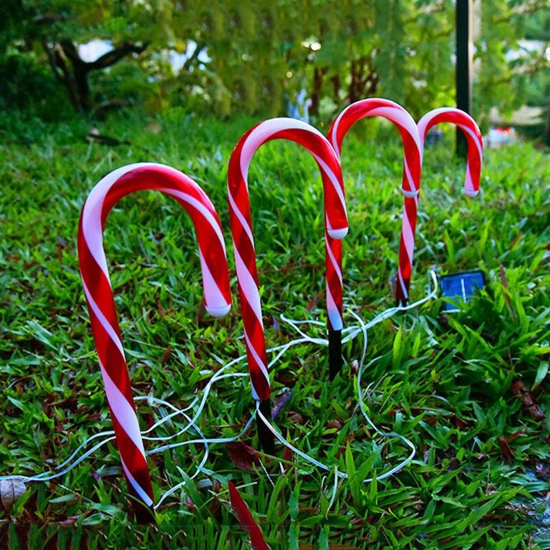 Luci di canna di zucchero di natale luci di percorso rosse e bianche di alta qualità per luci paesaggistiche da giardino all'aperto, 15 pollici