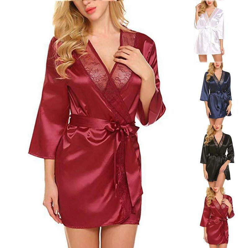Robes d'été en satin pour femmes, tissu doux et confortable, idéal pour se prélasser à la maison ou à la plage, nouvelle collection, S XL