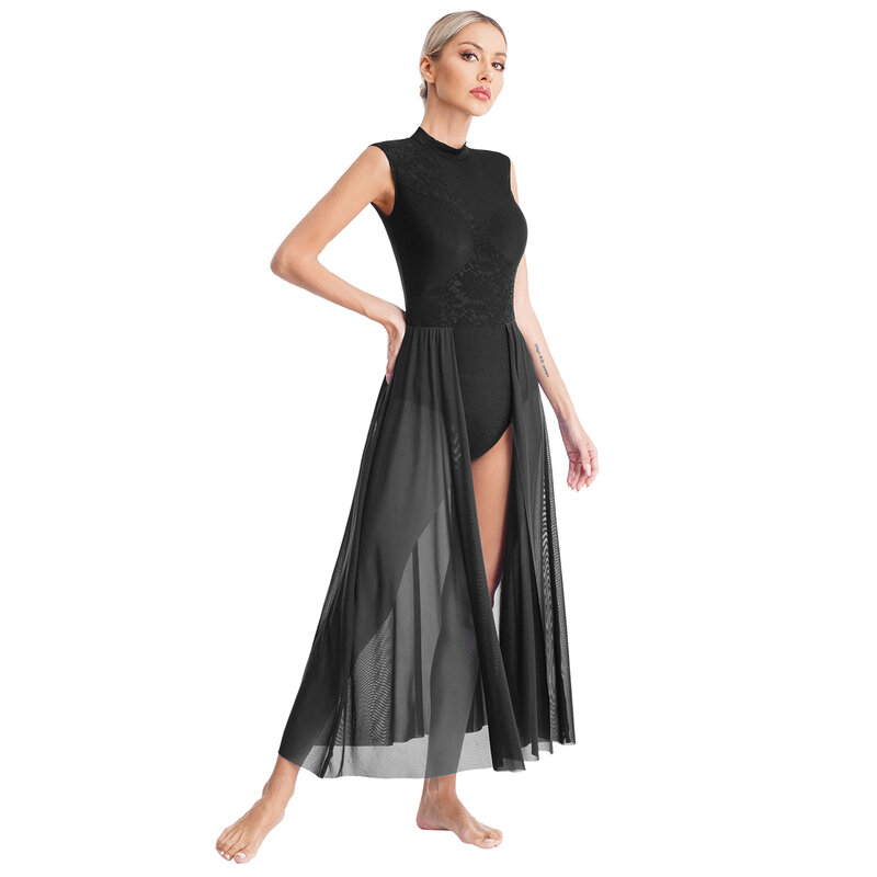 AqArtistic-Robe de patinage artistique avec biscuits brillants pour femmes, robe justaucorps contemporaine moderne, robe de ballet