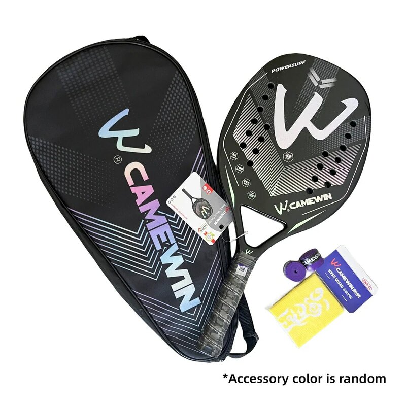 Rakieta do tenisa plażowego Camewin 3K Holograficzna rama z pełnego włókna węglowego Feminino Masculina Kit Rude Surface Treatment Beginner