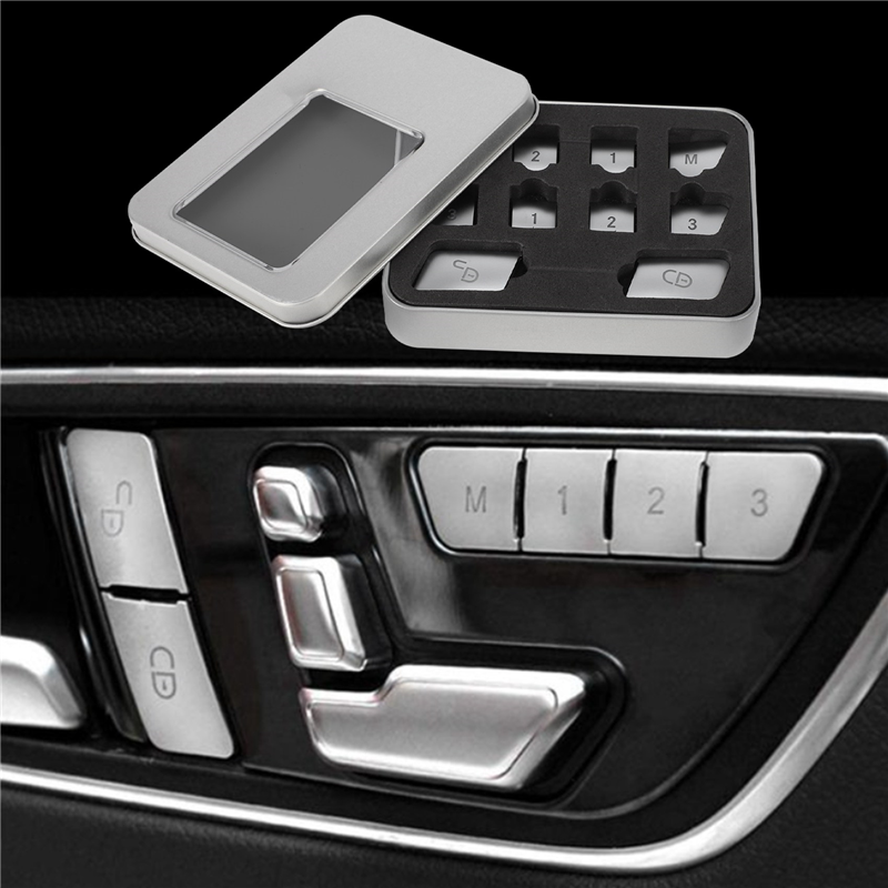 Porta de carro Assento Bloqueio Botões Cobre, Adesivos para Mercedes Benz CLA, GLA, GLK, GLE, CLS, GL, ML, A, B, E, 12Pcs