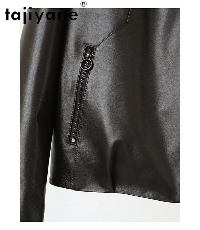 Tajiyane prawdziwa kurtka z owczej skóry odzież damska 2024 wysokiej jakości z kapturem krótki prawdziwa skórzana kurtka płaszcze casualowe i kurtki