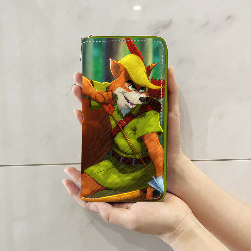 Disney Robin Hood-maletines de Anime W7580, Cartera de dibujos animados con cremallera, monedero, monederos casuales, bolso de almacenamiento para tarjetas, regalo Unisex