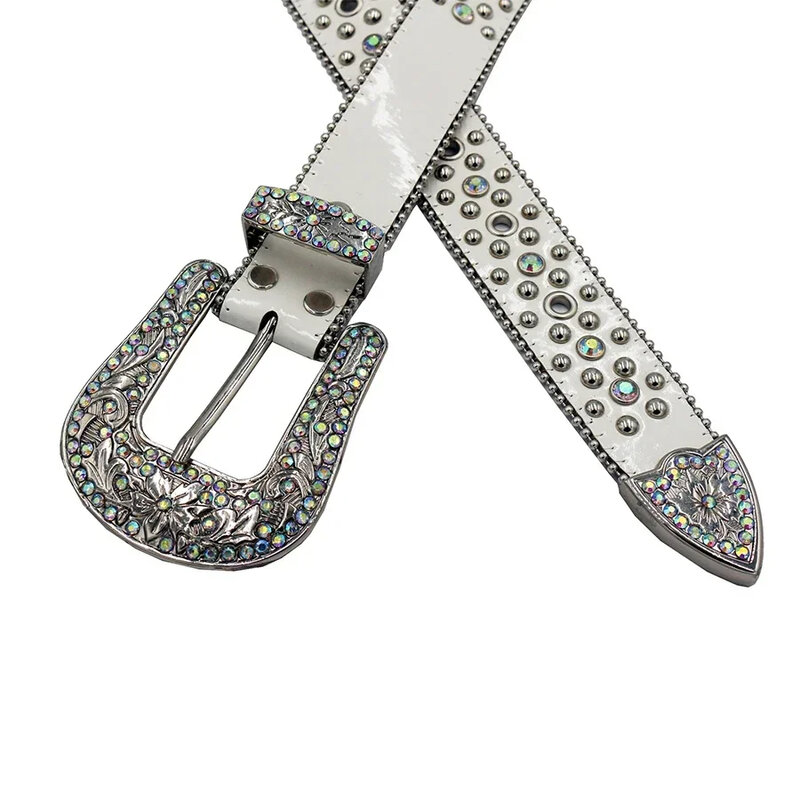 Cinturones de diamantes de imitación Punk para mujer y hombre, cinturón de diseñador con remaches de marca de lujo de alta calidad para Jeans, vaquero, vaquera, Occidental, Cinto, 2024