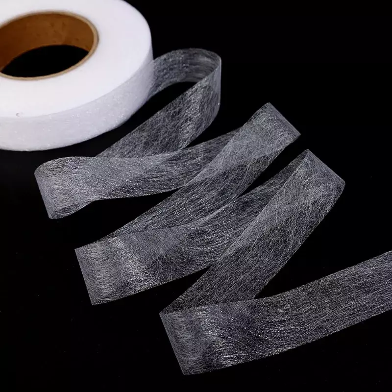 120M/gulungan dua sisi non-tenun kain perekat lapisan dalam kain perekat besi pada tepi pita pelapis Web DIY kerajinan jahit