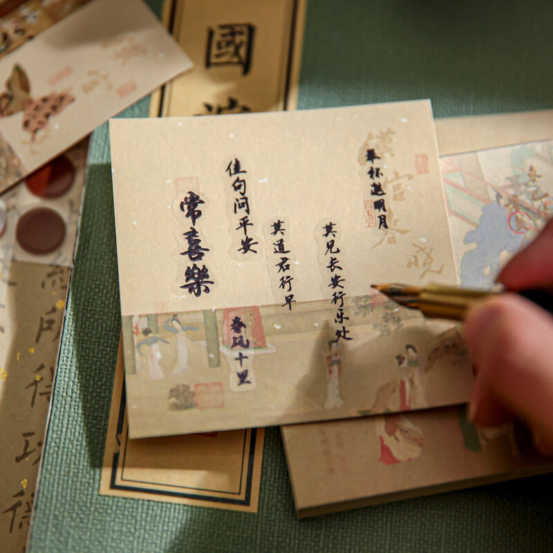 96 fogli tema pittura orientale studenti Memo Pad per Scrapbooking materiale decorativo fai da te Collage Journaling