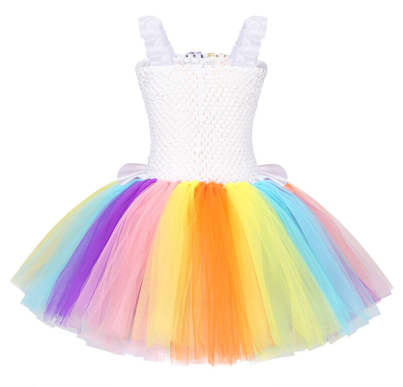 Jurebecia-Fato de unicórnio com bandana para meninas, roupas de vestir, tutu arco-íris, presente de aniversário