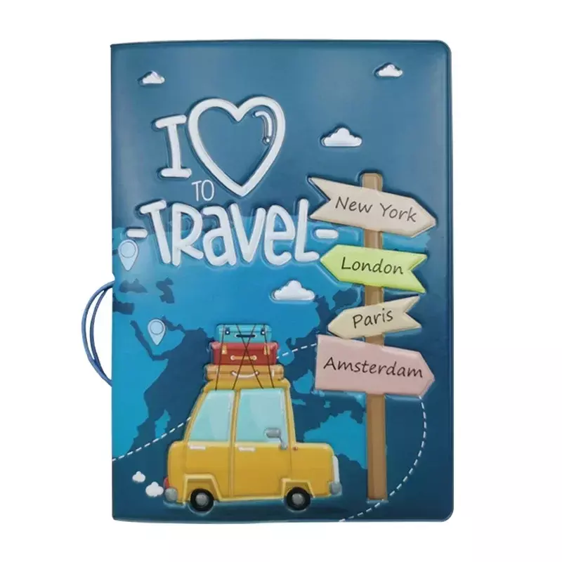 Sarung kartu Pria Wanita, kulit PU pemegang paspor perjalanan 14*10cm penutup paspor kartun lucu modis