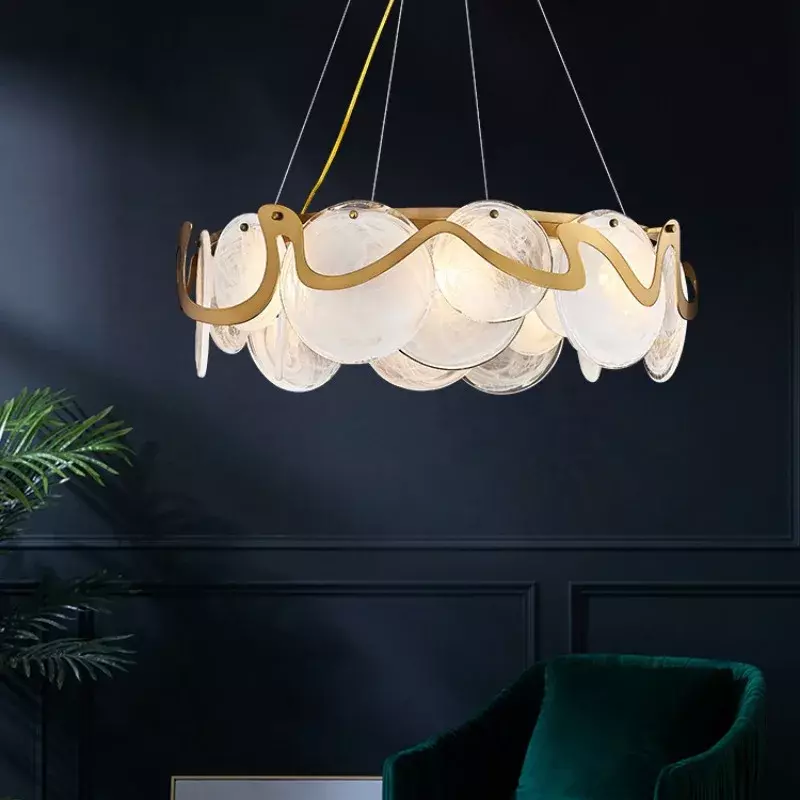 Lámpara de araña de lujo para sala de estar, luz posmoderna de cristal Simple para comedor y estudio