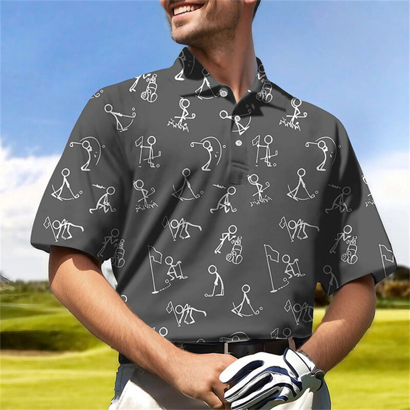 Polo de golf Harajuku pour homme, sweat-shirt à manches courtes, vêtements de rue décontractés confortables et respirants, col polo, été, nouveau
