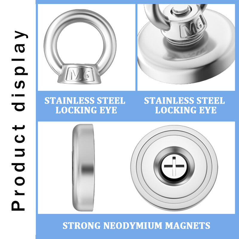 Super starker Neodym-Angel magnet haken n52 Hoch leistungs magnet mit Senkloch-Augenbolzen-Bergungs sucher magneten