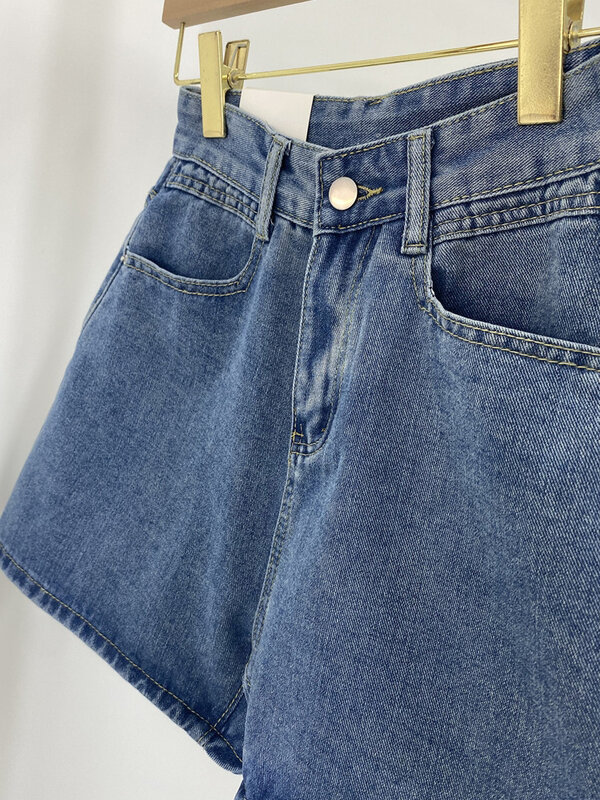Damen Shorts mit hoher Taille y2k Streetwear lässig Vintage Baggy Blue Shorts koreanischen Stil Mode Harajuku 90er Jahre kurze Hosen Sommer