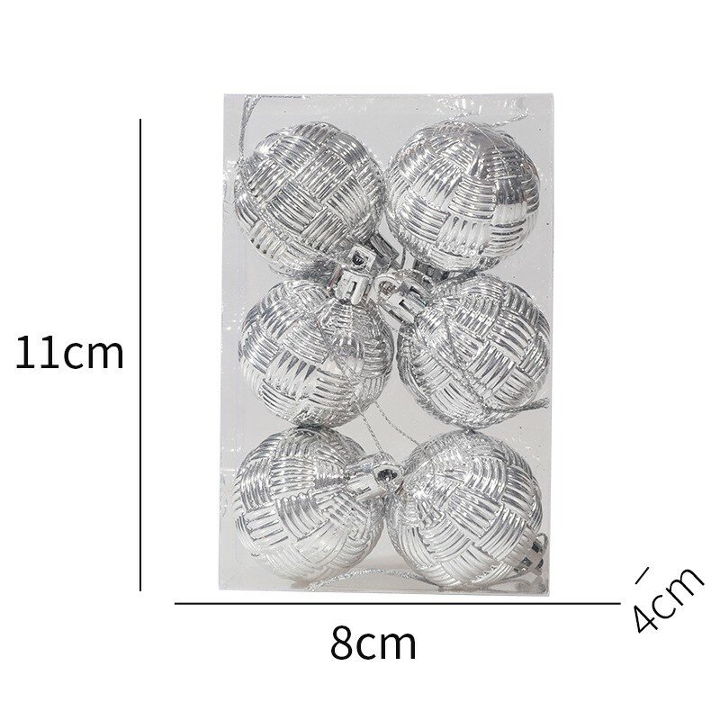 Christmas Ball Ornaments 6pcs 4cm Xmas Tree Decorations Hanging Plastic Pendant For Holiday Wedding Party Holiday Supplies