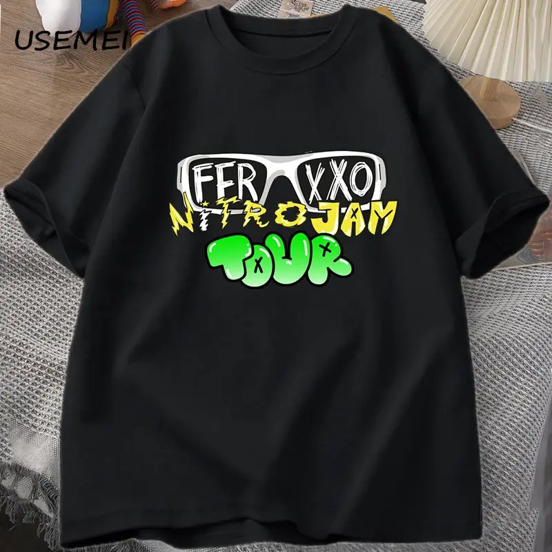 Футболка Feid Ferxxo для мужчин и женщин, хлопковая рубашка в стиле 90-х, топ в стиле пэпера с коротким рукавом, уличная одежда в стиле унисекс, большие размеры, на лето