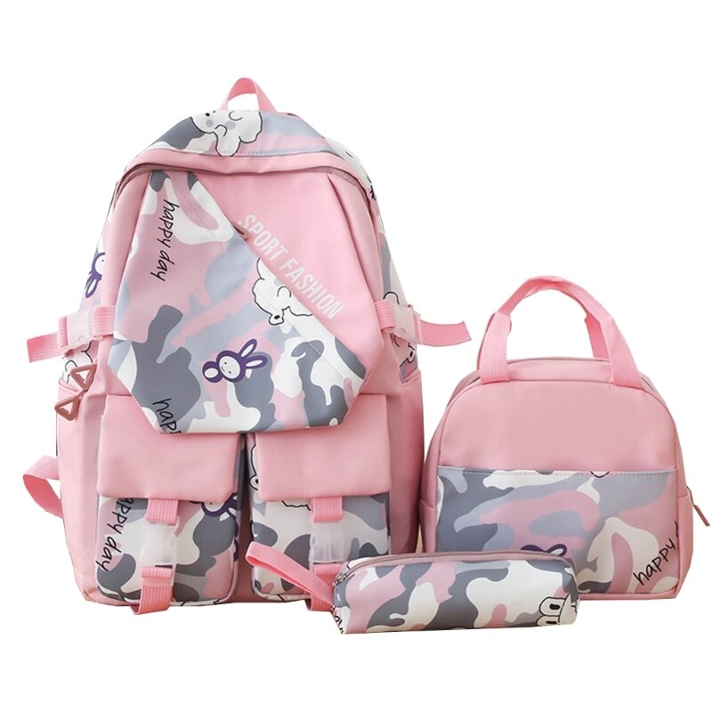 2023 nowy 3 szt. Plecak szkolny nastoletnie dziewczyny Bookbags zestaw Laptop Daypack torba na Lunch dla dzieci piórnik plecaki
