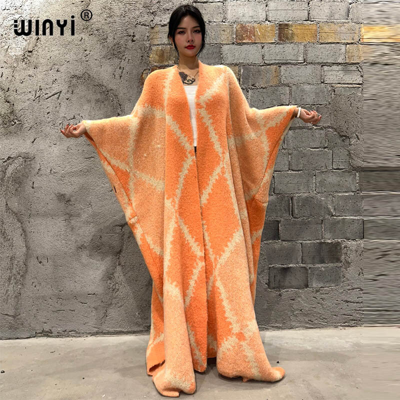 WINYI-abrigo de piel neutra para mujer, Chaqueta larga de plumón, holgada, gruesa, cómoda y cálida, con estampado a la moda, para invierno