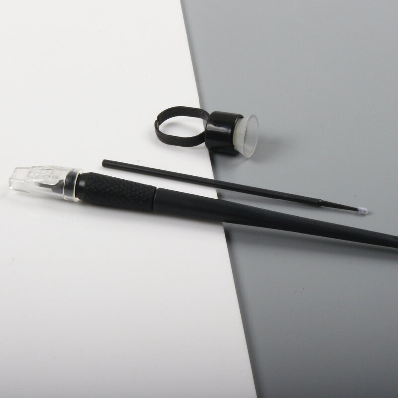 10 قطعة Microblading عدة ماكياج دائم نانو مات الأسود المتاح Microblading القلم مع 18U إبرة للوشم الحاجب