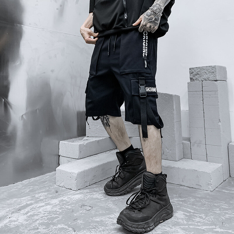 Szorty na lato mężczyźni Harajuku Streetwear Casual dla mężczyzn szorty Cargo moda Techwear japońska Korea Hip Hop y2k Punk odzież męska