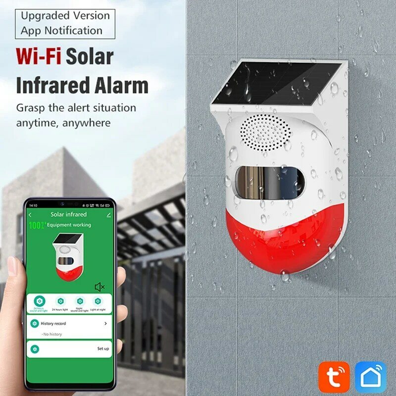 Detector de movimiento para seguridad del hogar, alarma infrarroja, Sensor Solar, Detector impermeable para exteriores
