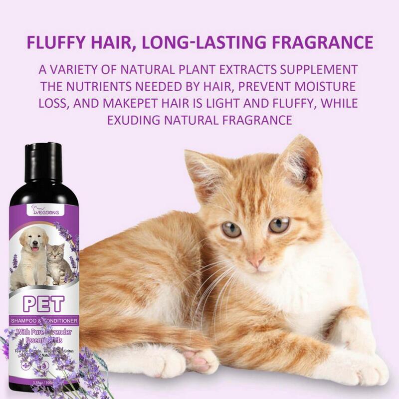 Shampoo Suavizante Natural Pet Hair, Shampoo Suave Suavizante, Anti-coceira para Cães e Gatos, Lavagem para Duche, Pet Supplies Ideal, Odor, 100ml