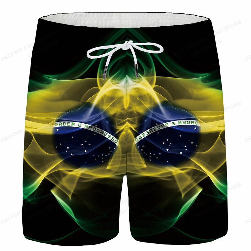 Bandeira do brasil board shorts moda masculina calções de banho tronco sportwear calças dos homens breve maiô crianças praia curto bandeira do brasil