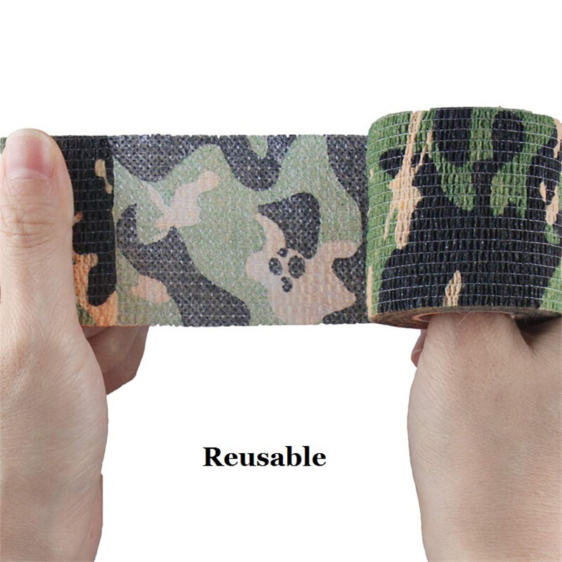 Camuflagem Elastic Wrap Tape, fita do exército, impermeável, durável, auto-adesivo, atadura elástica, caça ao ar livre