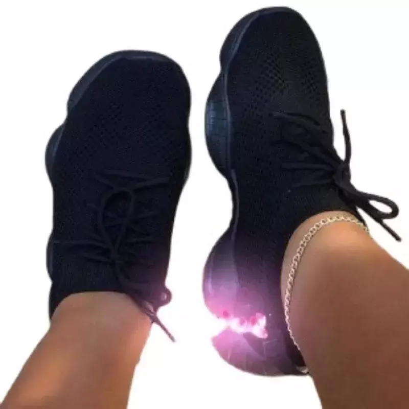 รองเท้า2024ตาข่ายสำหรับผู้หญิง, รองเท้ายางวัลกาไนส์ระบายอากาศได้ดีมีเชือกผูกไซส์ใหญ่พิเศษ