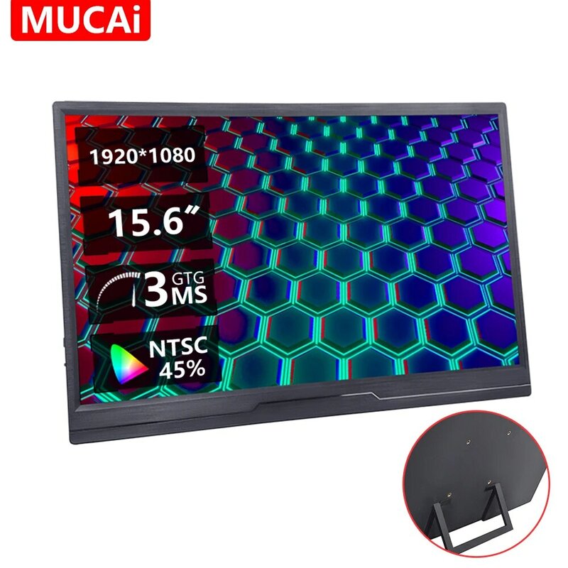 MUCAl-Monitor portátil FHD de 15,6 pulgadas, pantalla de 1920x1080 para juegos de viaje, ordenador portátil, teléfono, Switch, PS4, Ps5, XboX, MacBook